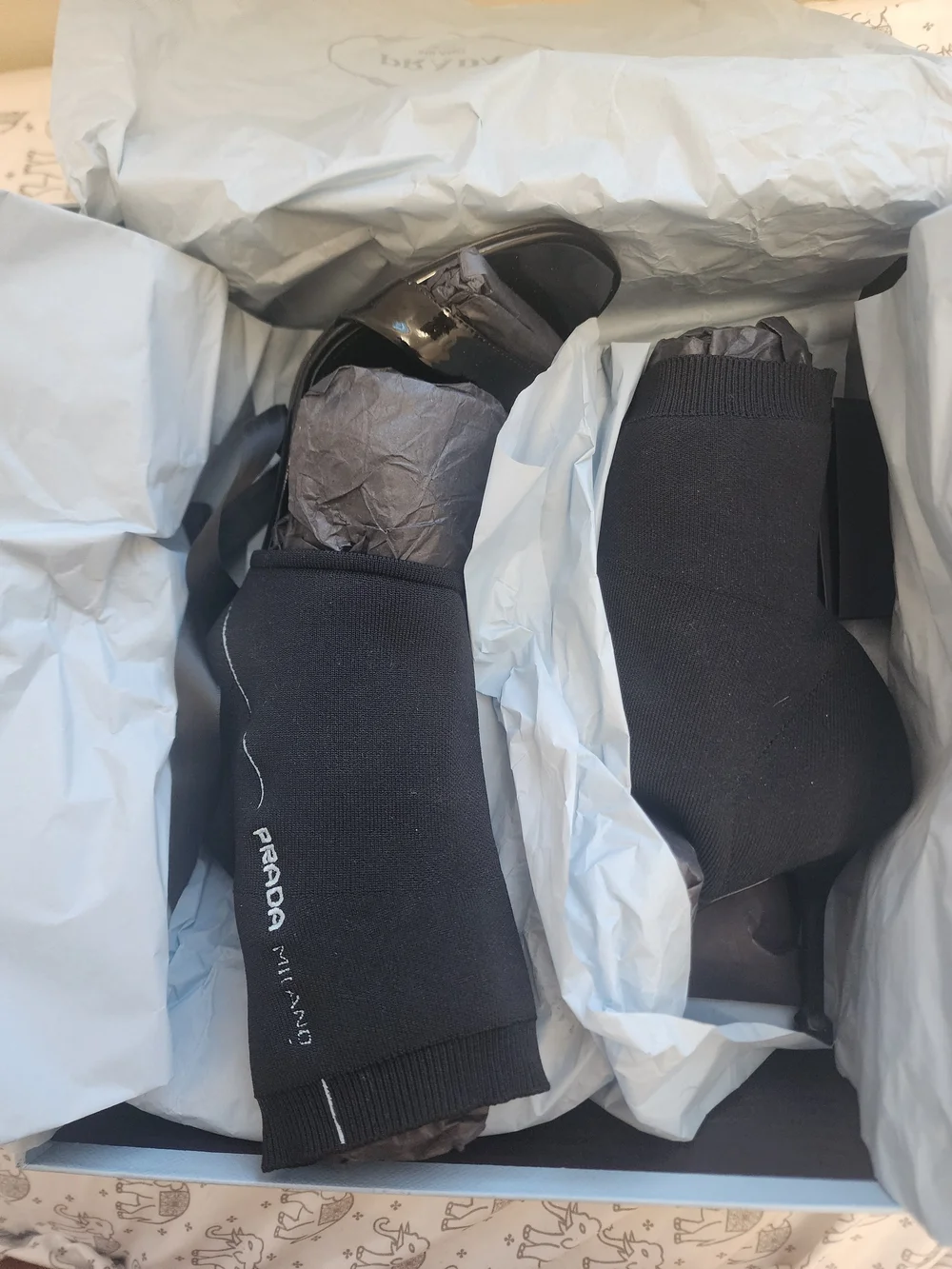 Prada Black Sock Bootie Heel - Prada Milano